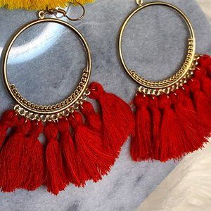 Razzy Red - Tassel and Hoop Earring
